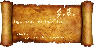 Gyurics Borbála névjegykártya